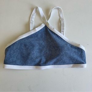 Aerie Blue/White Cross Front Swim Top Size XL